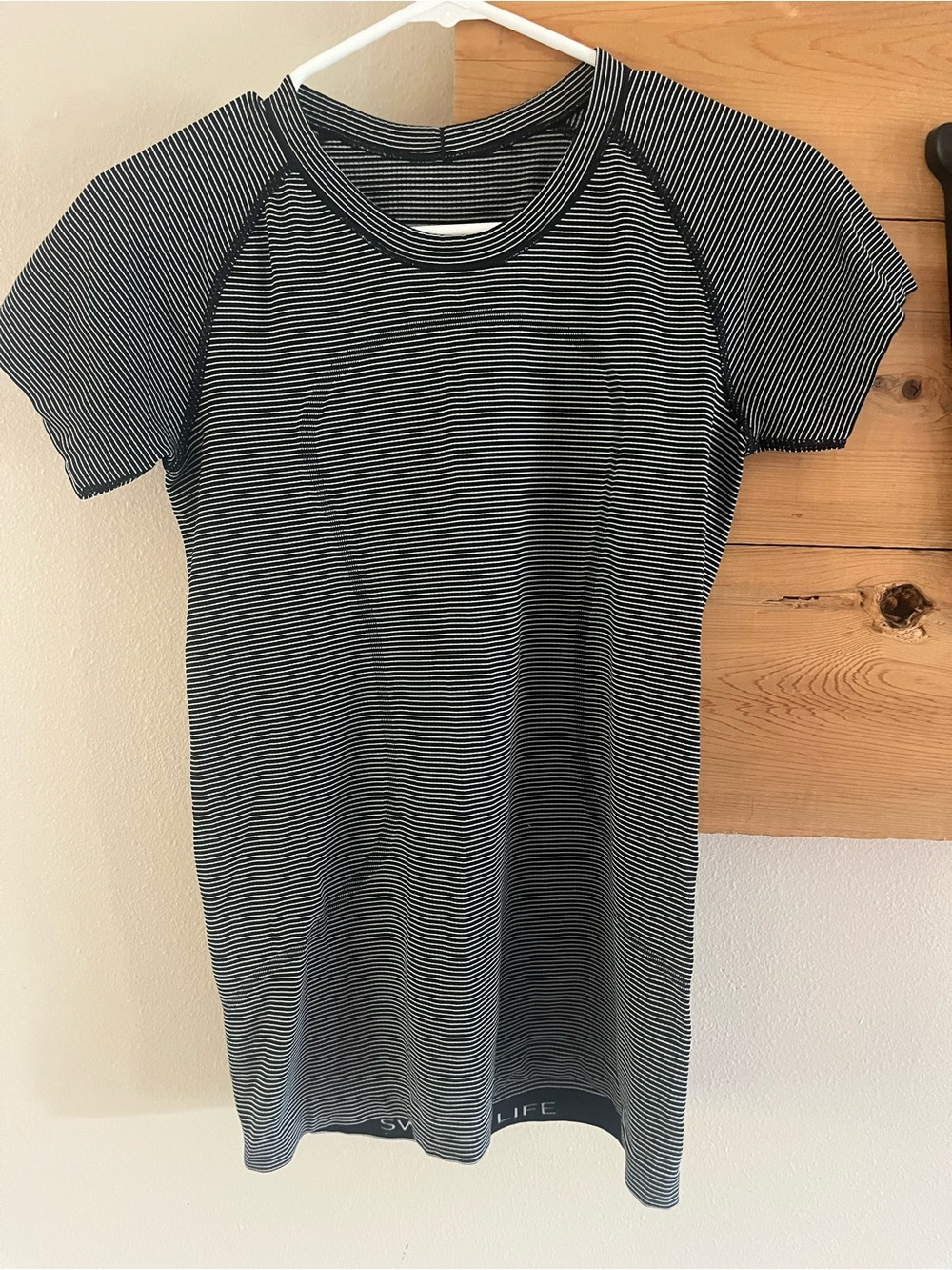 Lululemon Swiftly Striped Black and White Short Sleeve Tee